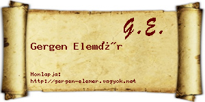 Gergen Elemér névjegykártya