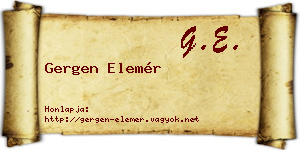 Gergen Elemér névjegykártya